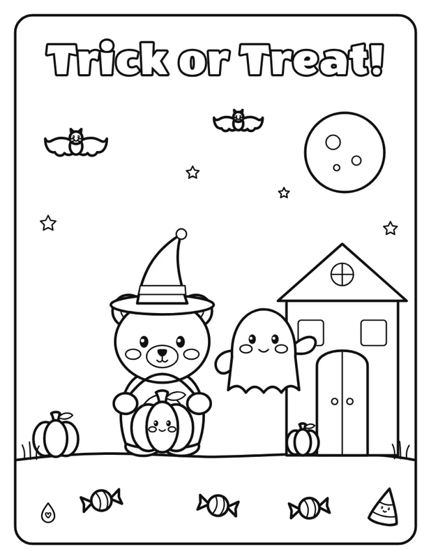 Level 2 page: trick or treat scene